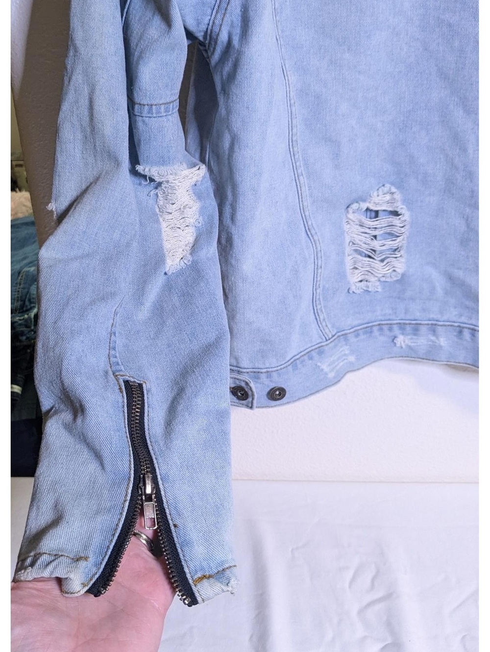 Trademark Brooklyn Cloth Distressed Denim Button-Up Jacket Men’s XL - Picture 8 of 9